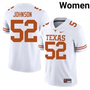 James Johnson #52 Longhorns White Women Stitched Jersey | Elite High School Football Merch 2QNqU072
