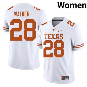 Jett Walker #28 Horns White Women Stitched Jersey | Licensed University Football Merchandise 274rX035