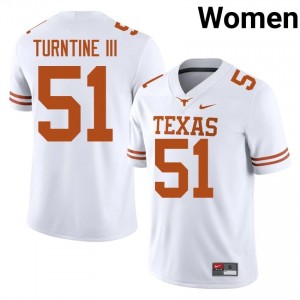 John Turntine III #51 UT Longhorns White Women Stitched Jersey | Moisture Wicking University Football Wear 5h5e5310