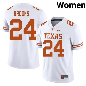 Jonathon Brooks #24 Texas Athletics White Women Stitched Jersey | Fresh University Football Merchandise 425Qt159