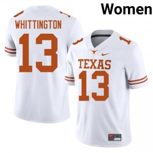 Jordan Whittington #13 Texas Athletics White Women Stitched Jersey | Genuine NCAA Football Gear f17xl813