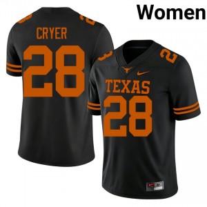 Justin Cryer #28 Horns Black Women Sewn Jersey | Iconic College Football Wear D0618M59