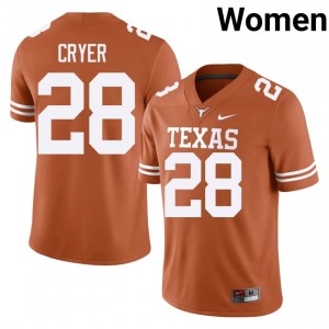 Justin Cryer #28 UT Longhorns Orange Women Embroidery Jersey | Moisture Wicking University Football Uniform bo367278