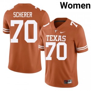 Kaden Scherer #70 Texas Horns Orange Women Embroidery Jersey | Durable SEC Football Uniform q31dFW97