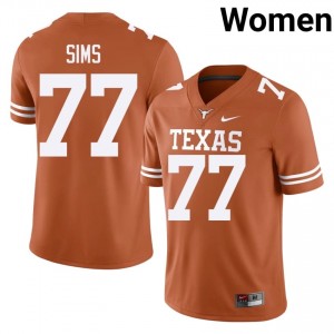 Kenneth Sims #77 UT Longhorns Orange Women Embroidery Jersey | Authentic High School Football Gear 46PWAY22
