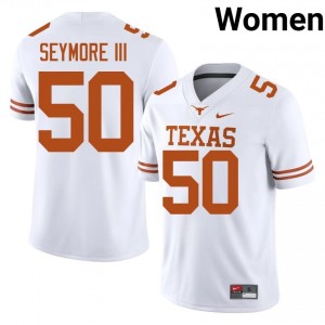 Laurence Seymore III #50 Horns White Women Stitched Jersey | Durable SEC Football Wear 6r0q1F84