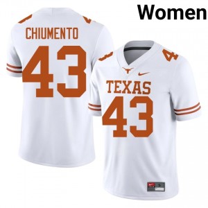 Mac Chiumento #43 Texas Horns White Women Stitched Jersey | Elite Thread SEC Football Merch TcaH3392
