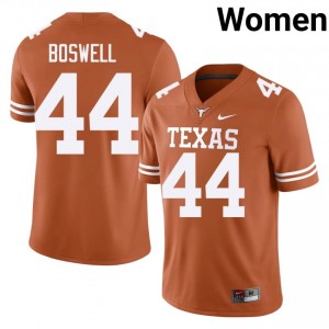 Markus Boswell #44 Texas Longhorns Orange Women Embroidery Jersey | 2026 Season NCAA Football Uniform 1G8tr325