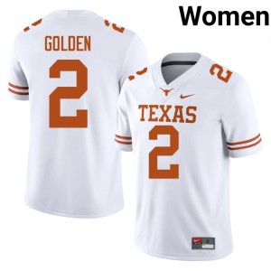 Matthew Golden #2 Texas Longhorns White Women Stitched Jersey | Standout University Football Merch GC280527