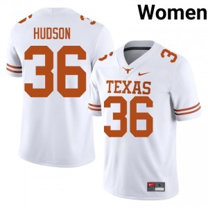 Nick Hudson #36 Longhorns White Women Stitched Jersey | Essential NCAA Football Gear 25360455
