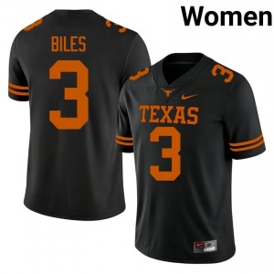 Rasheem Biles #3 UT Longhorns Black Women Sewn Jersey | Standout University Football Gear 7g5qB249