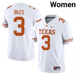 Rasheem Biles #3 Texas Longhorns White Women Stitched Jersey | Authenticity High School Football Uniform 7b050s21