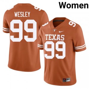 Richard Wesley #99 Longhorns Orange Women Embroidery Jersey | Authenticity High School Football Uniform X1AF7k39