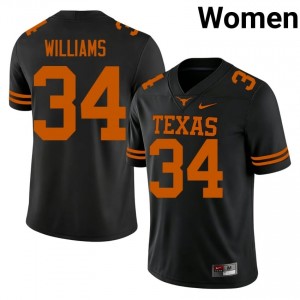 Ricky Williams #34 Texas Longhorns Black Women Stitch Jersey | Genuine NCAA Football Merchandise 553l4G92