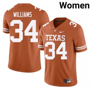Ricky Williams #34 Longhorns Orange Women Embroidery Jersey | Officially Licensed SEC Football Gear ryvH1457