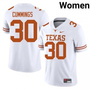 Rocky Cummings #30 Texas Athletics White Women Stitched Jersey | Authentic High School Football Edition 6T40o543