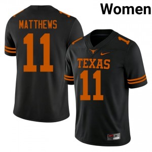 Samari Matthews #11 UT Longhorns Black Women Sewn Jersey | Replica College Football Merchandise G44jd032