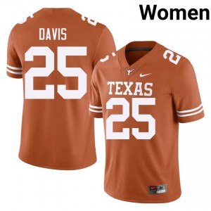 Toray Davis #25 Texas Longhorns Orange Women Embroidery Jersey | Timeless SEC Football Edition t7W7do63
