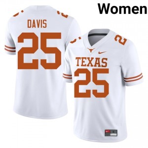 Toray Davis #25 UT Longhorns White Women Stitched Jersey | Gameday College Football Apparel 46H7y814