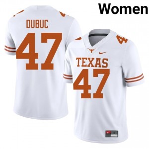 Trey Dubuc #47 Horns White Women Stitched Jersey | Pro-Grade College Football Edition 031E8u69