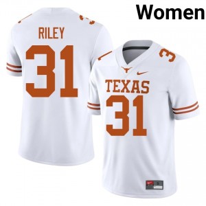 Yaheim Riley #31 UT Longhorns White Women Stitched Jersey | Essential NCAA Football Uniform I81yXK18