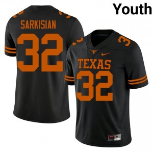 Brady Sarkisian #32 Longhorns Black Youth Stitch Jersey | Elite High School Football Edition U4113319