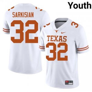 Brady Sarkisian #32 UT Longhorns White Youth Stitched Jersey | Genuine NCAA Football Merch JliW0171