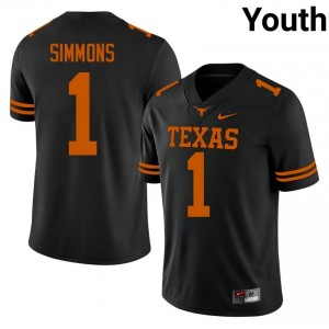 Colin Simmons #1 Longhorns Black Youth Stitch Jersey | Premium NCAA Football Apparel 16tlRs51
