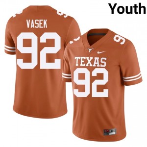 Colton Vasek #92 UT Longhorns Orange Youth Embroidery Jersey | Alumni High School Football Apparel Vha51l96
