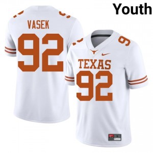 Colton Vasek #92 Longhorns White Youth Stitched Jersey | Fresh University Football Uniform l7k1M378