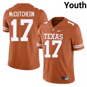 Daylan McCutcheon #17 Texas Longhorns Orange Youth Embroidery Jersey | Gameday College Football Merch 7DU7F531