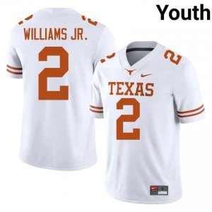Derek Williams Jr. #2 Texas Horns White Youth Stitched Jersey | Licensed University Football Wear 340u4454