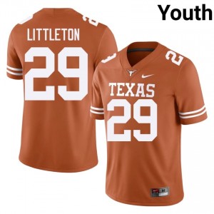 Graceson Littleton #29 Texas Longhorns Orange Youth Embroidery Jersey | Authenticity High School Football Apparel 7iRC2192