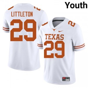 Graceson Littleton #29 Horns White Youth Stitched Jersey | Standout University Football Uniform 5gu32E12