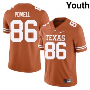 Hudson Powell #86 Texas Longhorns Orange Youth Embroidery Jersey | Elite High School Football Merchandise 303QcA92