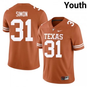 James Simon #31 Horns Orange Youth Embroidery Jersey | Pro Cut NCAA Football Gear 3t416267