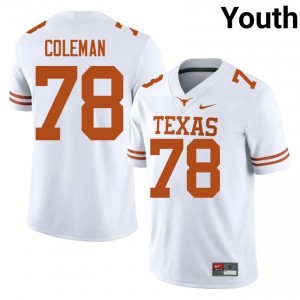 Jordan Coleman #78 Texas Athletics White Youth Stitched Jersey | Standout University Football Gear FmVFWy49