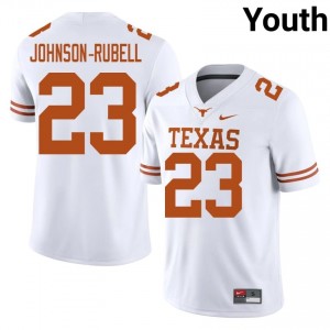 Jordon Johnson-Rubell #23 Longhorns White Youth Stitched Jersey | Limited University Football Merch 418Qg444
