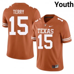 Justus Terry #15 Texas Horns Orange Youth Embroidery Jersey | Standout University Football Edition CbH7sM74