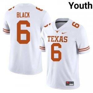 Kobe Black #6 Texas Longhorns White Youth Stitched Jersey | Replica College Football Gear UkH7i195
