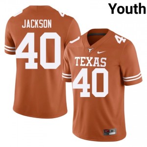 Lance Jackson #40 Texas Longhorns Orange Youth Embroidery Jersey | 2026 SEC Football Gear 4r21l823
