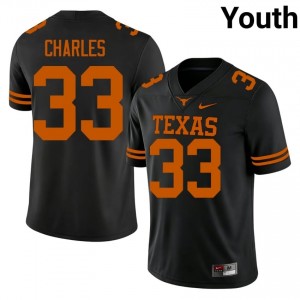 Myron Charles #33 Texas Longhorns Black Youth Stitch Jersey | Iconic College Football Wear S773jA21
