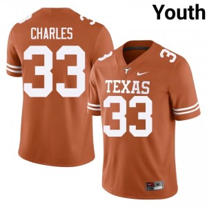 Myron Charles #33 Longhorns Orange Youth Embroidery Jersey | Moisture Wicking University Football Uniform 226n6722