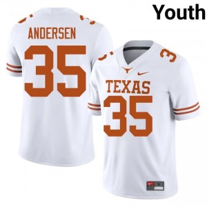 Rett Andersen #35 Texas Longhorns White Youth Stitched Jersey | Licensed University Football Merchandise 011t2D31