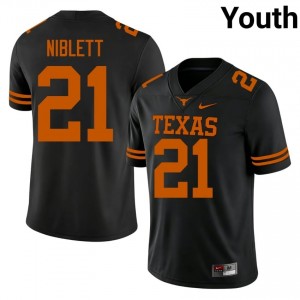 Ryan Niblett #21 Longhorns Black Youth Stitch Jersey | Replica College Football Merchandise tr2dYf74