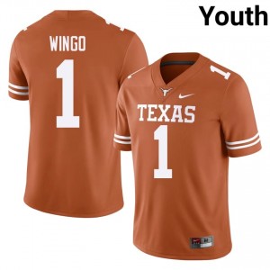 Ryan Wingo #1 UT Longhorns Orange Youth Embroidery Jersey | Moisture Wicking University Football Apparel V18M8O73