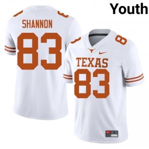 Spencer Shannon #83 Texas Horns White Youth Stitched Jersey | Gameday College Football Uniform 824W5O13