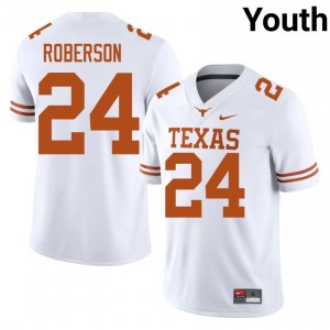Warren Roberson #24 Texas Horns White Youth Stitched Jersey | Alumni High School Football Apparel 304Nq895