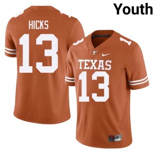 Zelus Hicks #13 UT Longhorns Orange Youth Embroidery Jersey | Exclusive College Football Gear 634SR729