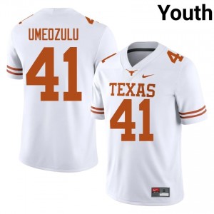 Ziky Umeozulu #41 Texas Athletics White Youth Stitched Jersey | Elite Thread SEC Football Merch 0ewW8S90
